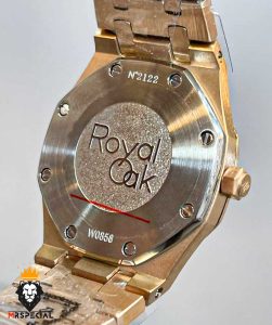 ساعت اودمار پیگه زنانه رزگلد صفحه سفید قاب نگین AUDEMARS PIGUET ROYAL 01571