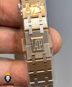 ساعت اودمار پیگه زنانه رزگلد صفحه سفید قاب نگین AUDEMARS PIGUET ROYAL 01571