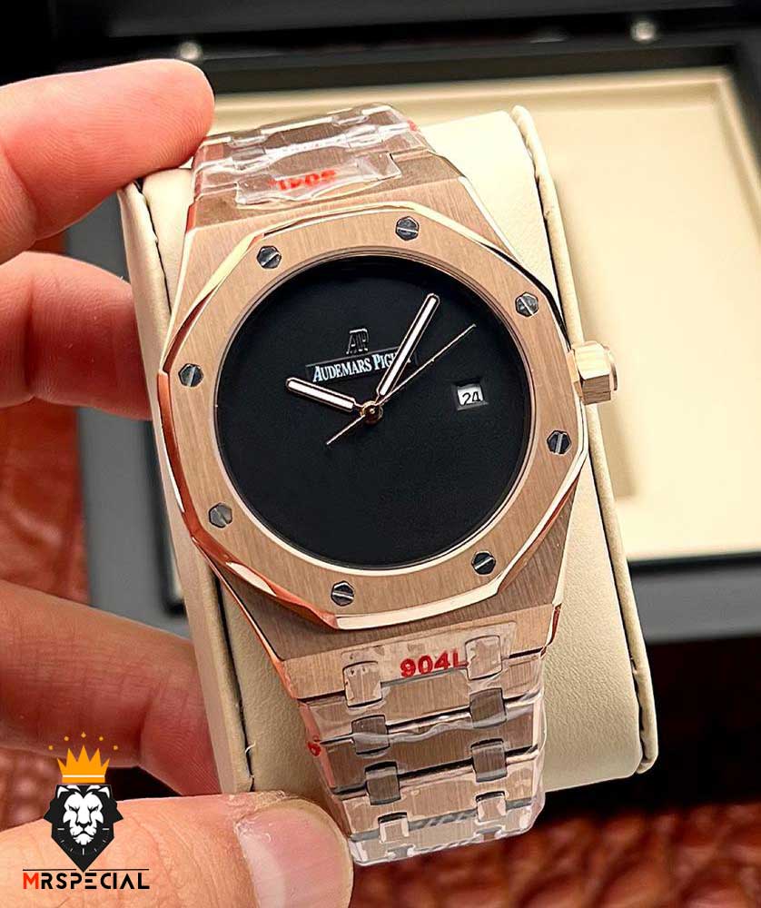 ساعت مردانه اودمار پیگه کوارتز رزگلد صفحه مشکی AUDEMARS PIGUET ROYAL 01007