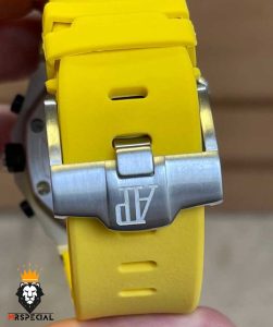 ساعت مردانه اودمار پیگه کرنوگراف بند رابر زرد صفحه زرد AUDEMARS PIGUET Offshore 01002
