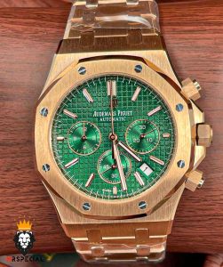ساعت مچی مردانه اودمار پیگه کرنوگراف رزگلد صفحه سبز AUDEMARS PIGUET ROYAL 4419