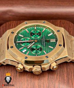 ساعت مچی مردانه اودمار پیگه کرنوگراف رزگلد صفحه سبز AUDEMARS PIGUET ROYAL 4419