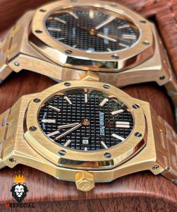 ساعت ست اودمار پیگه مردانه و زنانه رزگلد صفحه مشکی AUDEMARS PIGUET ROYAL 4420
