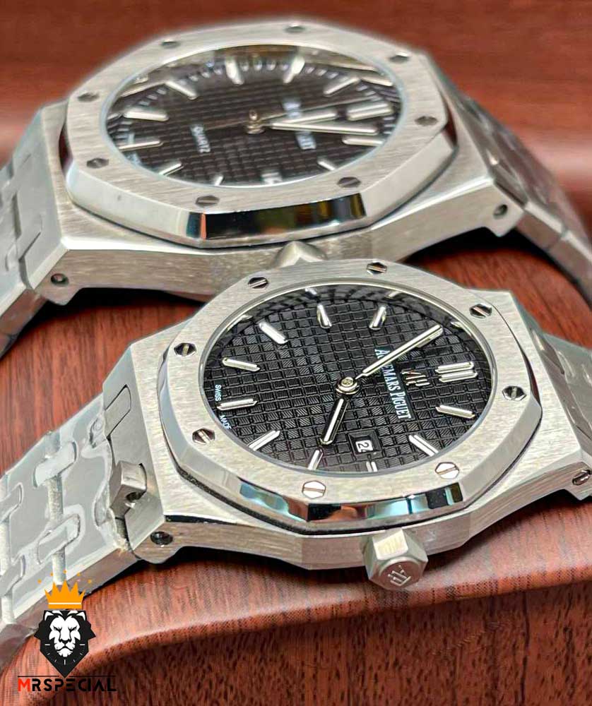 ساعت ست اودمار پیگه مردانه و زنانه استیل صفحه مشکی AUDEMARS PIGUET ROYAL 4422 - تصویر 5