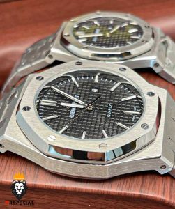 ساعت ست اودمار پیگه مردانه و زنانه استیل صفحه مشکی AUDEMARS PIGUET ROYAL 4422