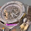 ساعت اودمار پیگه مردانه رویال اوک اتوماتیک قاب نگین صفحه اسکلتون طوسی AUDEMARS PIGUET ROYAL Oak 021128