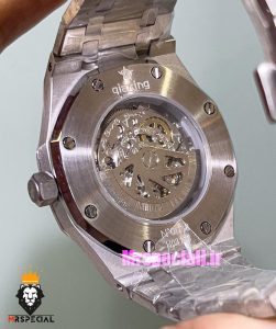 ساعت اودمار پیگه مردانه رویال اوک اتوماتیک قاب نگین صفحه اسکلتون طوسی AUDEMARS PIGUET ROYAL Oak 021128