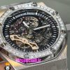 ساعت اودمار پیگه مردانه رویال اوک اتوماتیک قاب نگین صفحه اسکلتون مشکی AUDEMARS PIGUET ROYAL Oak 021130