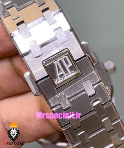 ساعت اودمار پیگه مردانه رویال اوک اتوماتیک قاب نگین صفحه اسکلتون طوسی AUDEMARS PIGUET ROYAL Oak 021128