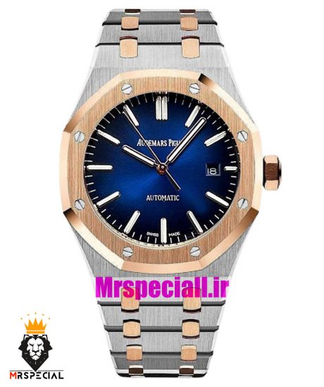 ساعت مچی مردانه اودمار پیگه اتوماتیک دو رنگ رزگلد صفحه ابی AUDEMARS PIGUET ROYAL 0960