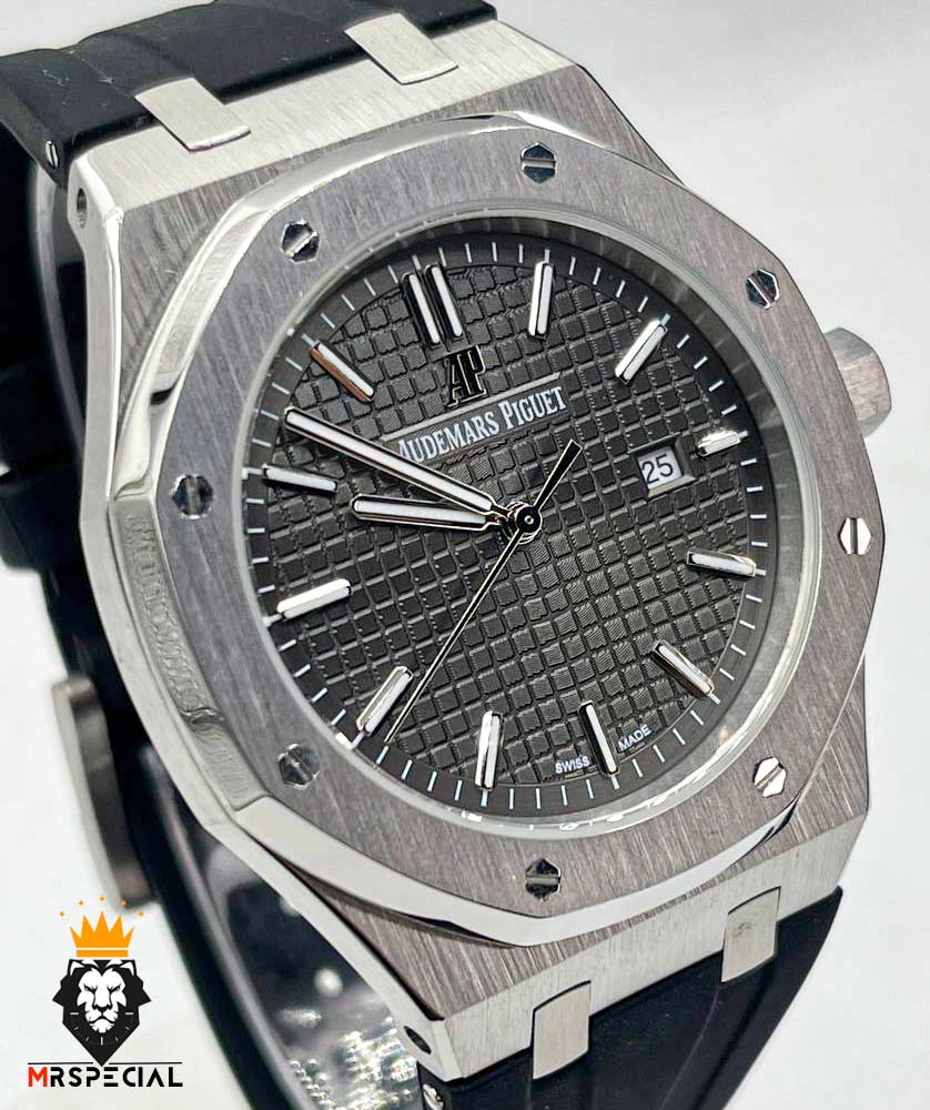 ساعت مردانه اودمار پیگه کوارتز استیل صفحه طوسی AUDEMARS PIGUET ROYAL 01309