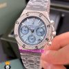 ساعت زنانه اودمار پیگه کرنوگراف بند استیل صفحه تیفانی قاب نگین AUDEMARS PIGUET ROYAL 021061