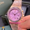ساعت زنانه اودمار پیگه کرنوگراف رزگلد صفحه بنفش قاب نگین AUDEMARS PIGUET ROYAL 021062