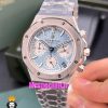 ساعت زنانه اودمار پیگه کرنوگراف بند استیل صفحه تیفانی AUDEMARS PIGUET ROYAL 021063