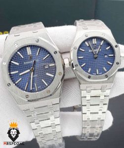 ساعت ست اودمار پیگه مردانه و زنانه استیل صفحه ابی Audemars Piguet Royal 01573