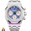 ساعت زنانه اودمار پیگه کرنوگراف بند استیل صفحه ابی AUDEMARS PIGUET ROYAL 021064