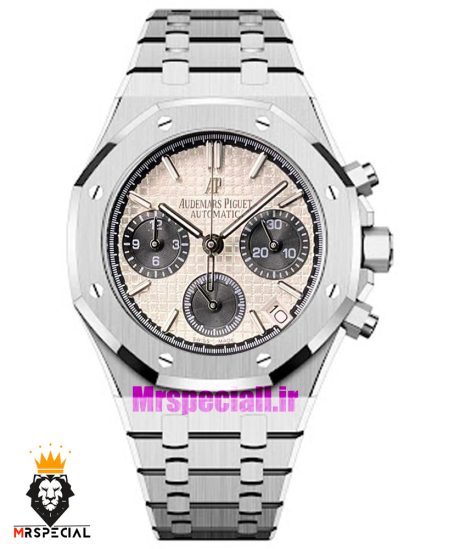 ساعت زنانه اودمار پیگه کرنوگراف بند استیل صفحه سفید AUDEMARS PIGUET ROYAL 021065