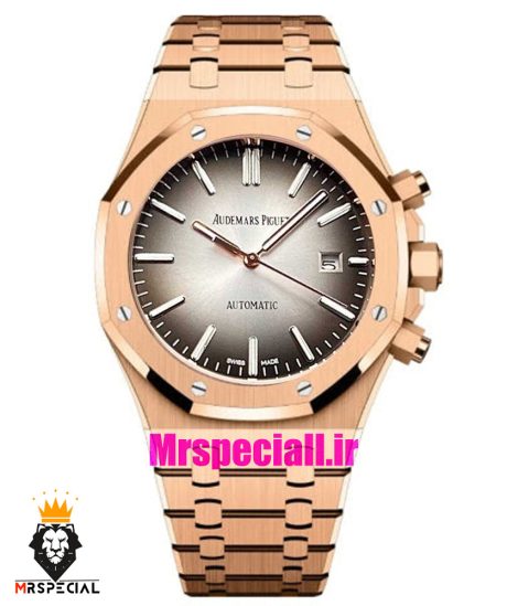 ساعت مردانه اودمار پیگه اتوماتیک رزگلد صفحه طوسی AUDEMARS PIGUET ROYAL 0961