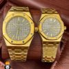 ساعت ست اودمار پیگه مردانه و زنانه باتری طلایی صفحه طوسی AUDEMARS PIGUET ROYAL 4412 - تصویر 2
