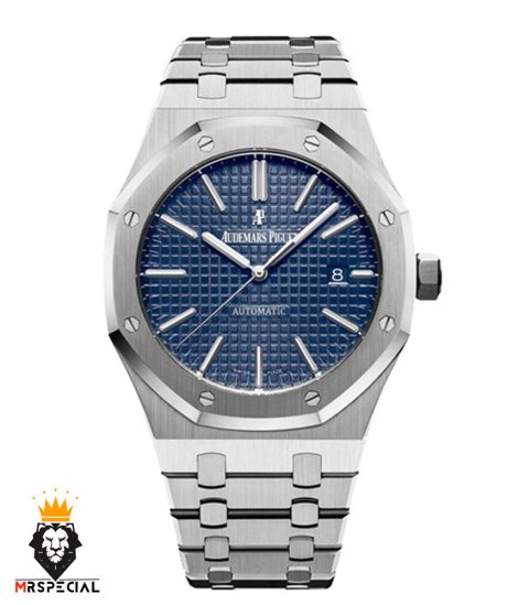 ساعت اودمار پیگه مردانه استیل صفحه ابی AUDEMARS PIGUET ROYAL 01553