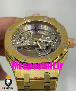 ساعت اودمار پیگه مردانه اتوماتیک ای پی رویال اوک طلایی اسکلتون AUDEMARS PIGUET ROYAL Oak 020691