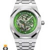 ساعت مردانه اودمار پیگه اتوماتیک استیل صفحه اسکلتون سبز AUDEMARS PIGUET ROYAL 01028