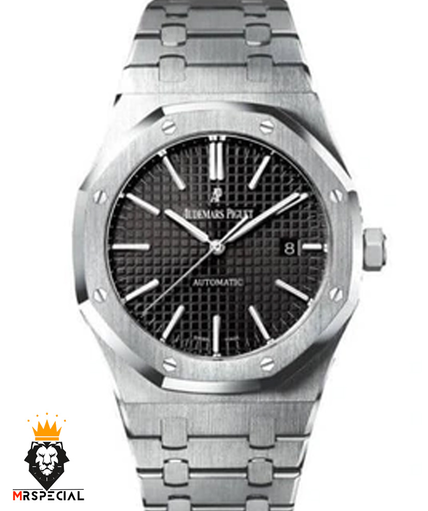 ساعت مردانه اودمار پیگه کوارتز استیل صفحه مشکی AUDEMARS PIGUET ROYAL 0852