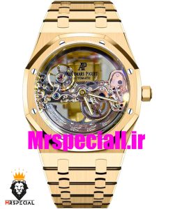 ساعت اودمار پیگه مردانه اتوماتیک ای پی رویال اوک طلایی اسکلتون AUDEMARS PIGUET ROYAL Oak 020691