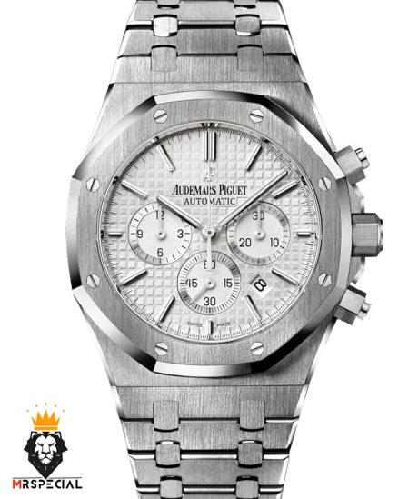 ساعت مردانه اودمار پیگه کرنوگراف استیل صفحه سفید AUDEMARS PIGUET ROYAL 4418