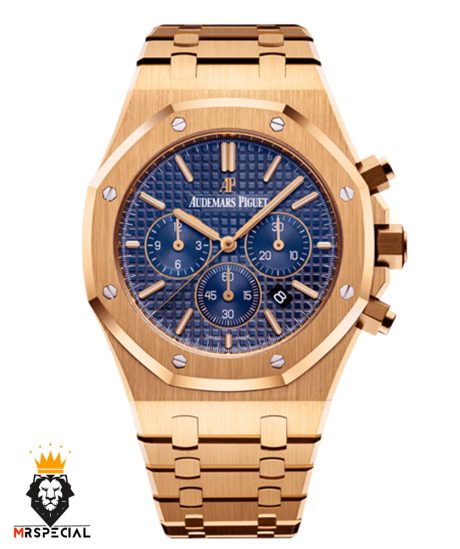 ساعت مردانه اودمار پیگه کرنوگراف رزگلد صفحه ابی AUDEMARS PIGUET ROYAL 4413
