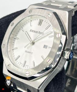 ساعت اودمار پیگه مردانه استیل صفحه سفید AUDEMARS PIGUET ROYAL 01633