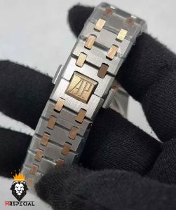 ساعت زنانه اودمار پیگه کوارتز دو رنگ طلایی صفحه سفید Audemars Piguet Royal 4459