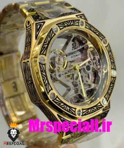 ساعت اودمار پیگه مردانه اتوماتیک ای پی رویال اوک طلایی حکاکی AUDEMARS PIGUET ROYAL Oak 020692