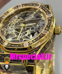 ساعت اودمار پیگه مردانه اتوماتیک ای پی رویال اوک طلایی حکاکی AUDEMARS PIGUET ROYAL Oak 020692