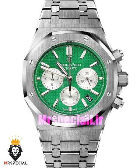 ساعت مردانه اودمار پیگه کرنوگراف استیل صفحه سبز AUDEMARS PIGUET ROYAL 01565