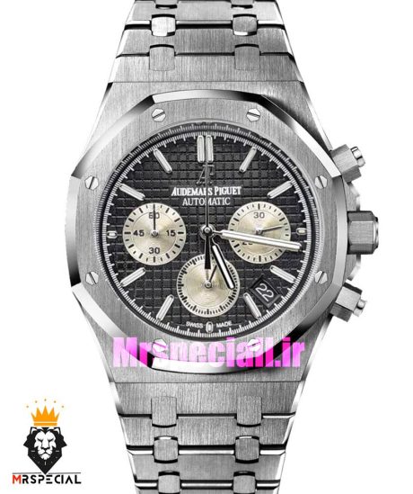 ساعت مردانه اودمار پیگه کرنوگراف استیل صفحه مشکی AUDEMARS PIGUET ROYAL 01564