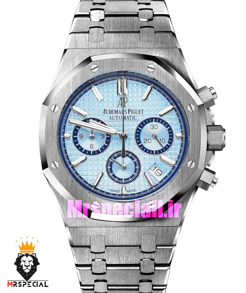 ساعت مردانه اودمار پیگه کرنوگراف استیل صفحه تیفانی AUDEMARS PIGUET ROYAL 01563