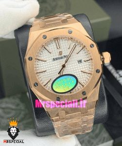 ساعت اودمار پیگه مردانه رزگلد صفحه سفید AUDEMARS PIGUET ROYAL 01556