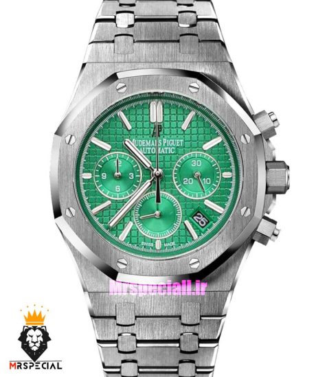 ساعت مردانه اودمار پیگه کرنوگراف استیل صفحه سبز AUDEMARS PIGUET ROYAL 0977