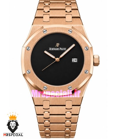 ساعت مردانه اودمار پیگه کوارتز رزگلد صفحه مشکی AUDEMARS PIGUET ROYAL 01007
