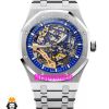 ساعت مردانه اودمار پیگه اتوماتیک استیل صفحه اسکلتون ابی AUDEMARS PIGUET ROYAL 01567
