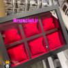 جعبه ساعت چوبی 6 تایی مشکی پارچه قرمز 0050 WATCH BOX