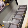 جعبه ساعت چوبی 6 تایی چرم مشکی دور دوخت پارچه طوسی 0052 WATCH BOX