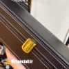 جعبه ساعت چوبی 6 تایی چرم مشکی دور دوخت پارچه طوسی 0052 WATCH BOX