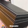 جعبه ساعت چوبی 6 تایی چرم مشکی دور دوخت پارچه طوسی 0052 WATCH BOX