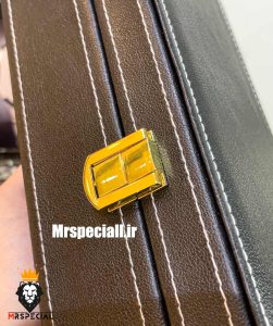 جعبه ساعت چوبی 6 تایی چرم مشکی دور دوخت پارچه طوسی 0052 WATCH BOX 