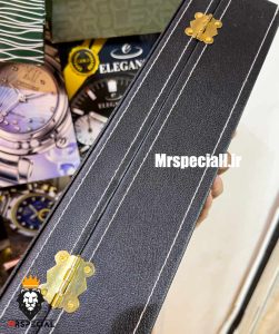 جعبه ساعت چوبی 6 تایی چرم مشکی دور دوخت پارچه طوسی 0052 WATCH BOX 