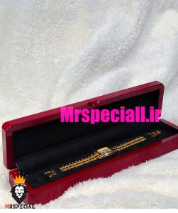 جعبه دستبند چوبی قرمز داخل کرم 0048 Bracelet BOX 