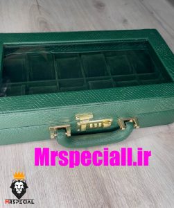 جعبه ساعت لوکس 12 تایی چرم پوست ماری سبز باکیفیت 0032 WATCH BOX