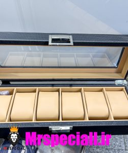 جعبه ساعت 6 تایی لوکس چرم دور دوخت وارداتی با کیفیت 0034 WATCH BOX 